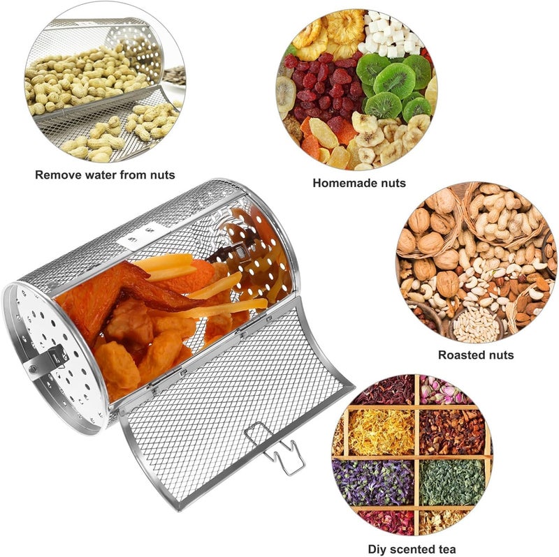 Grilldent Rotatable Grilled Cage Air Fryer Oven Basket,360 Degree Heating Rotating Cages Rotisserie Basket for Baking Nuts, Coffee Beans, Peanut or BBQ Roaster Tool, Food Grade Stainless Steel (130mm*195mm) - Image 2